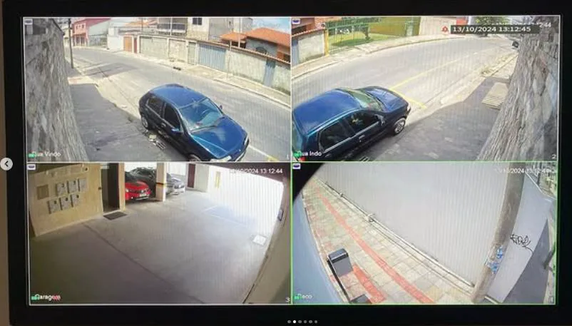 Tela exibindo imagens reais do sistema de CFTV